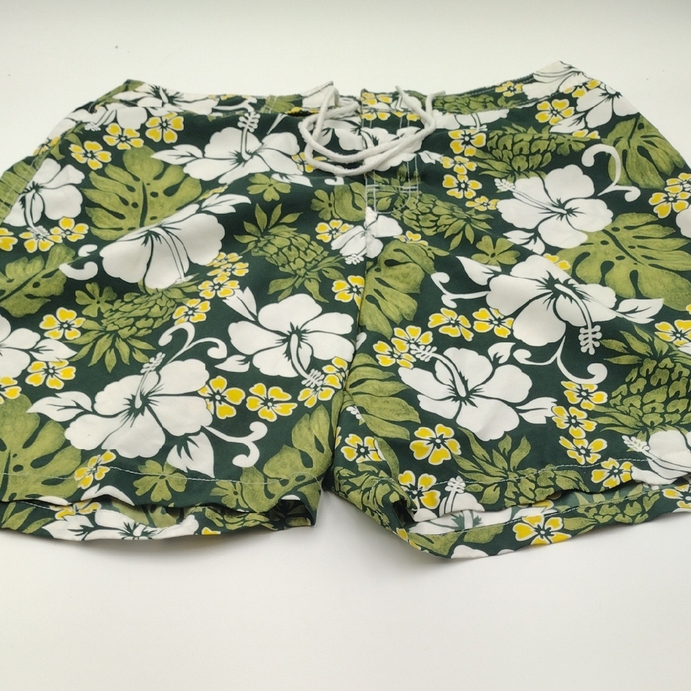 MENS Stylish Green Floral Swim Trunks